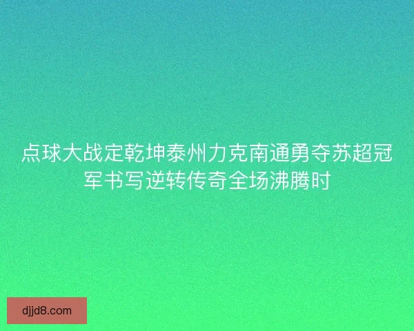 点球大战定乾坤泰州力克南通勇夺苏超冠军书写逆转传奇全场沸腾时 点球大战定乾坤泰州力克南通勇夺苏超冠军书写逆转传奇全场沸腾时